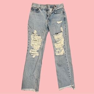 SZ 26 Carmar Vintage High Waisted Distressed Capris